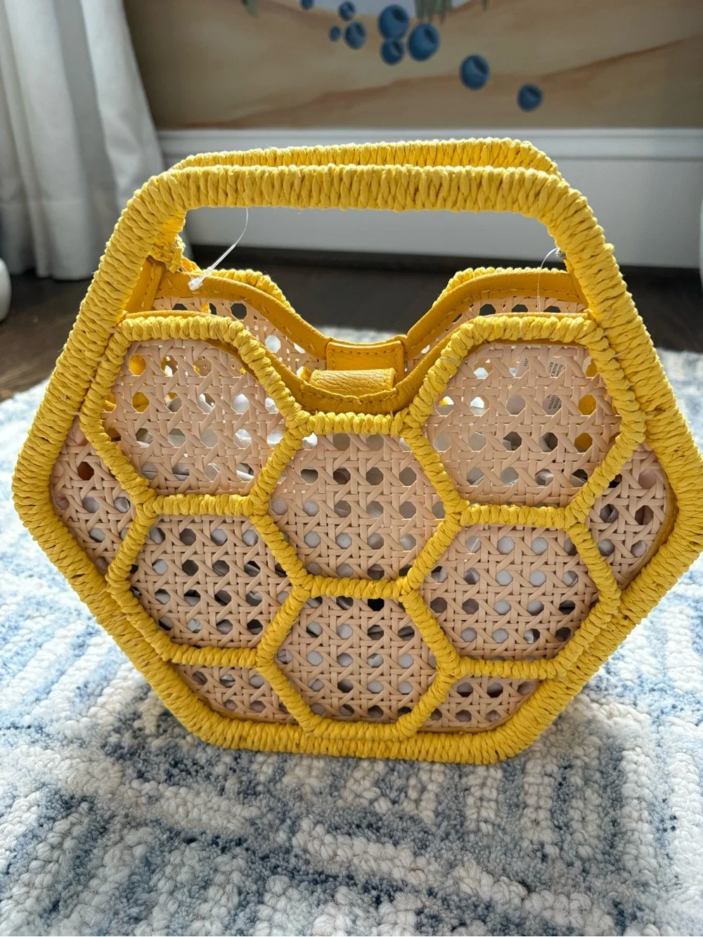 A New Day by Target Yellow Mini Caning Tote with Bee Charm NWT - Picture 5 of 10